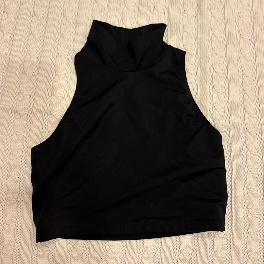 Black Sleeveless Turtleneck Top